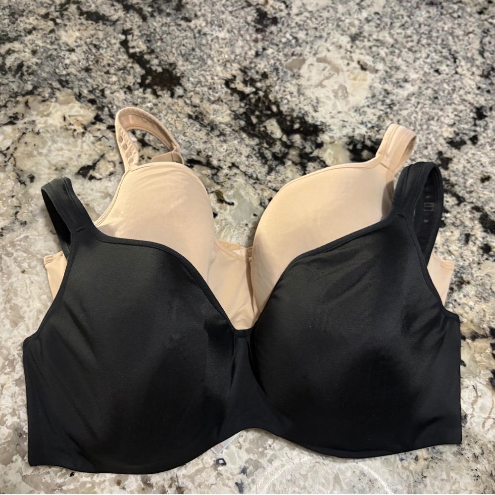 Cacique Two-Pack T-Shirt Bras in Black and Nude